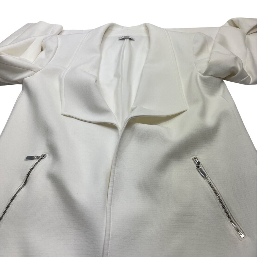 Tahari Arthur S. Levine Womens White Open-Front Blazer W/ Zipper Pockets Size 10 - Picture 8 of 8